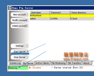 点击左下角的start server(启动FTP服务器)