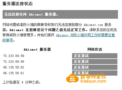 Akismet设置页面