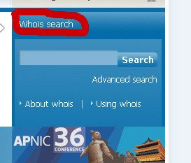 查看网页右边的whois search